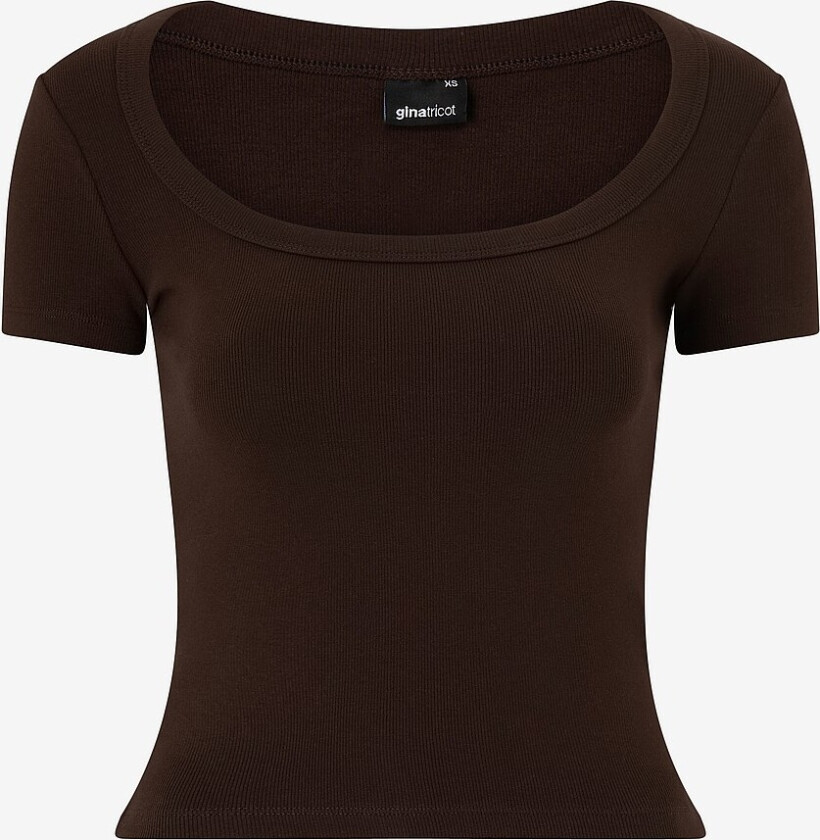Topp Rib Short Sleeve Top - Brun