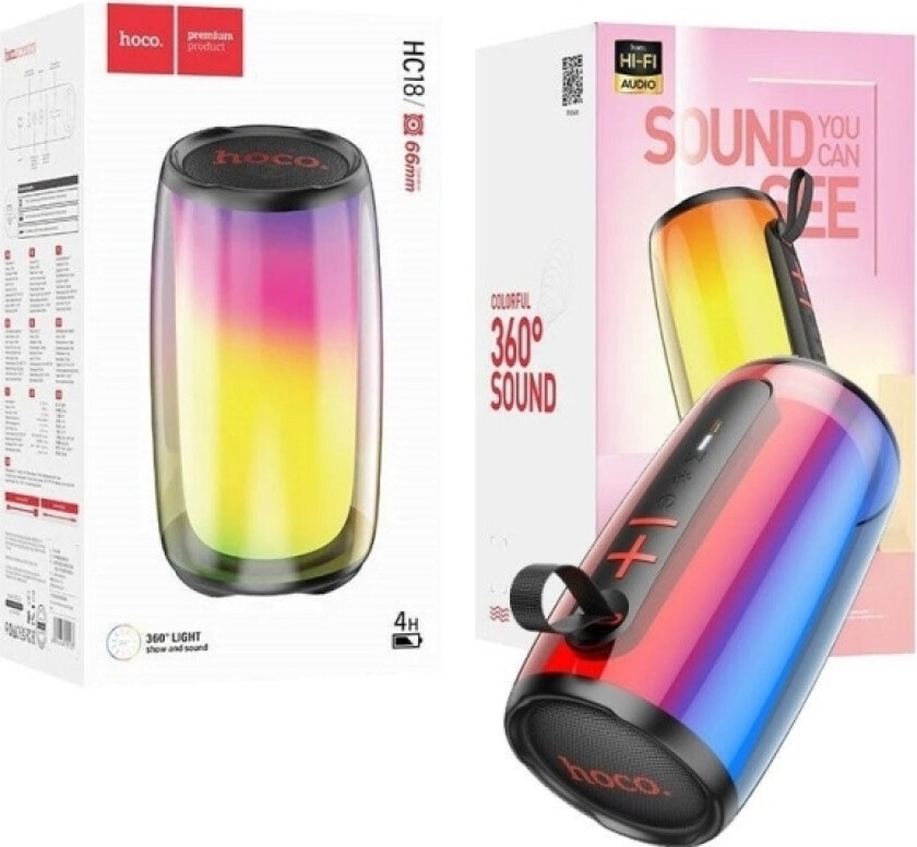 "Hoco Jumper Led Bluetooth / Trådløs Høyttaler Hc18, Svart