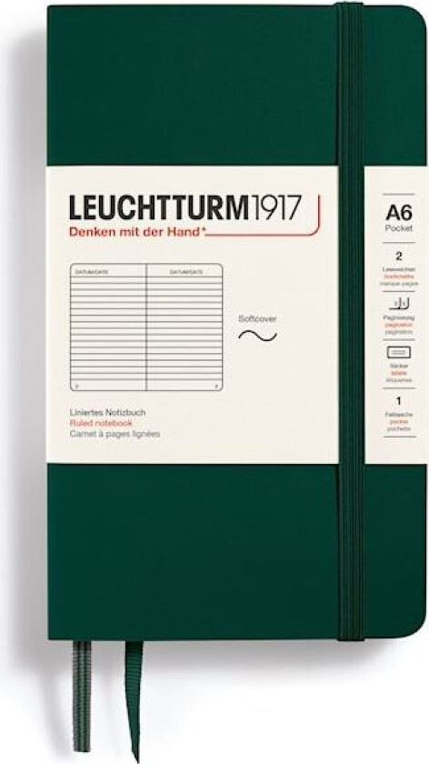 Notatbok A6 Soft Linjert Forest Green Leuchtturm 1917