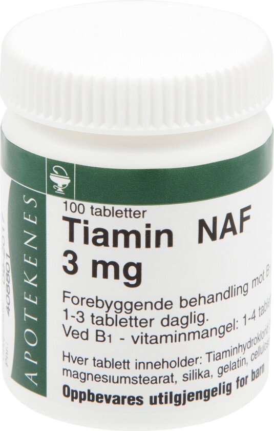 Tiamin 3mg, 100 stk.