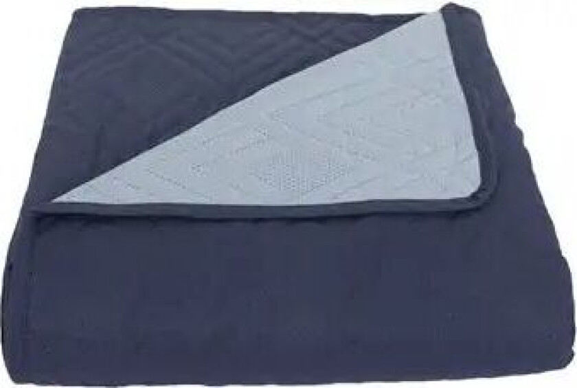 Sengeteppe - Mørk blå og lyseblå - 220x240 cm - Quiltet grafisk mønster