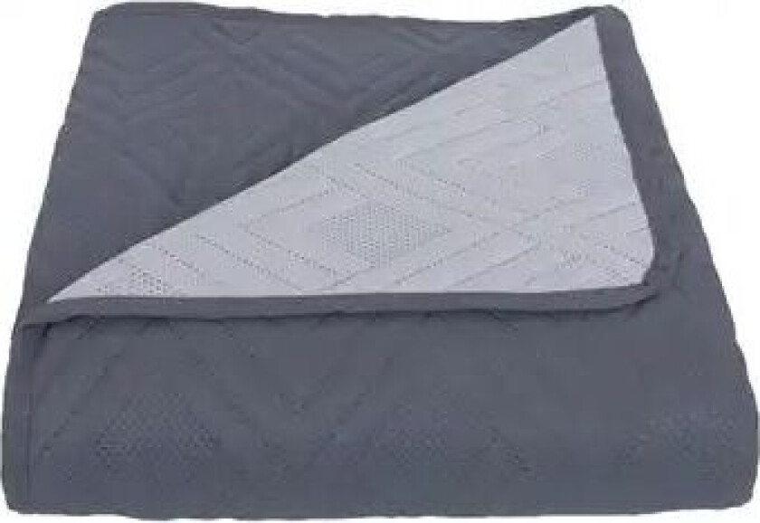 Sengeteppe - Mørkegrå og lysegrå - 260x240 cm - Quiltet grafisk mønster