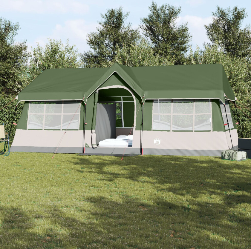 Camping Telt med Vinduer Grønn 12-Personers Vanntett