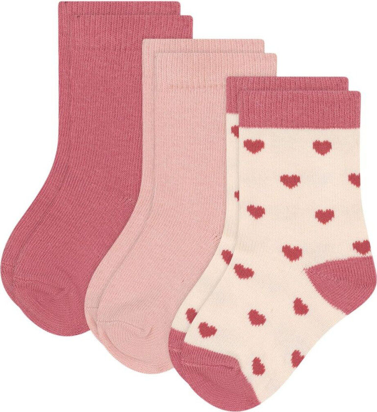 Hearts 3-pakning Bomullssokker Pink | Rosa | 6-12 months
