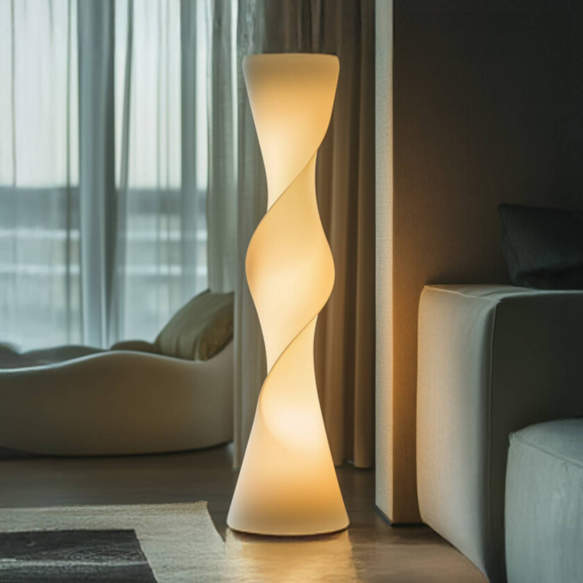 Lucande LED-gulvlampe Isa, hvit, tekstil, høyde 167 cm