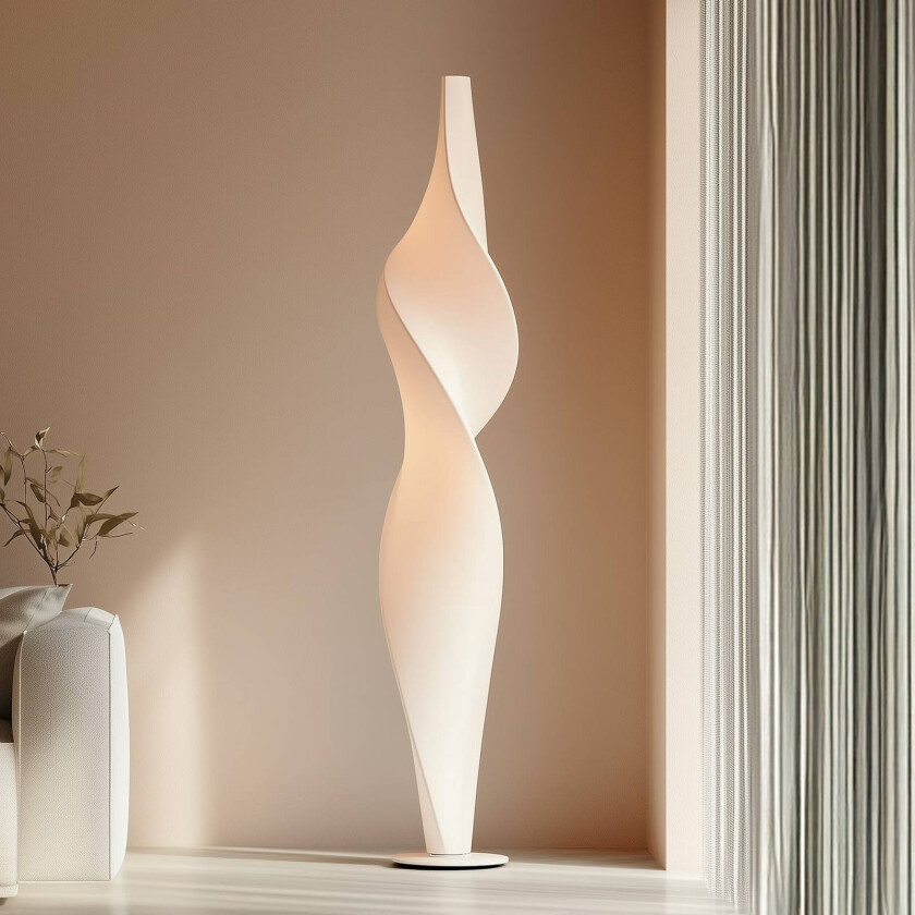 Lucande gulvlampe Lady, hvit, tekstil, E27, høyde 129 cm