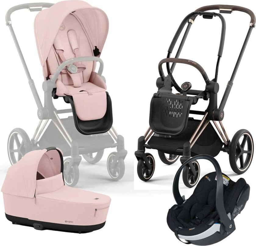 Priam Duovogn inkl. BeSafe iZi Go Modular X2, Peach Pink/Rose Gold