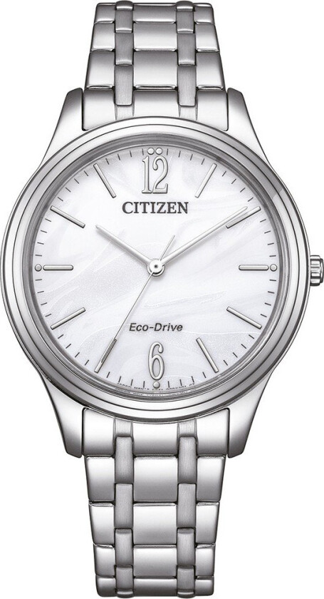 Eco-Drive Solar Powered EM0411-71A - Kvarts - Sølv - Dameklokker - Rustfritt stål - ledd m/pin - Mineral