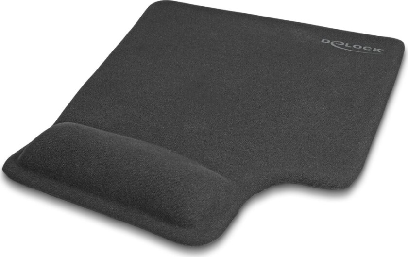 Delock Ergonomisk Musematte Med Gel-Håndleddsstøtte Venstrehendt Svart - Svart - Monokromatisk - Gummi - Håndleddsstøtte - Anti-Skli Base (12111)