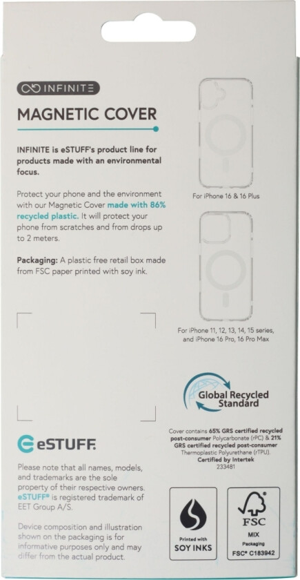 Dklas Estuff Infinite (Grs) Oslo Iphone 16E Clear Magnetic Cover.