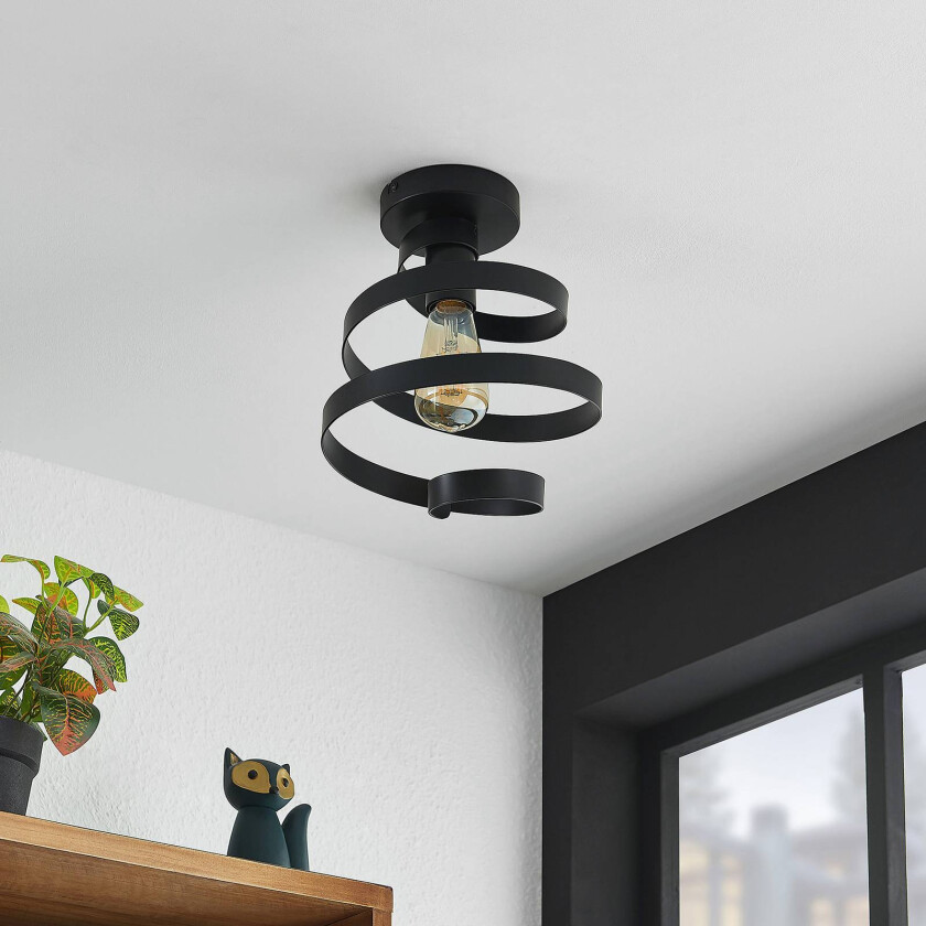 Colten taklampe, spiral, svart
