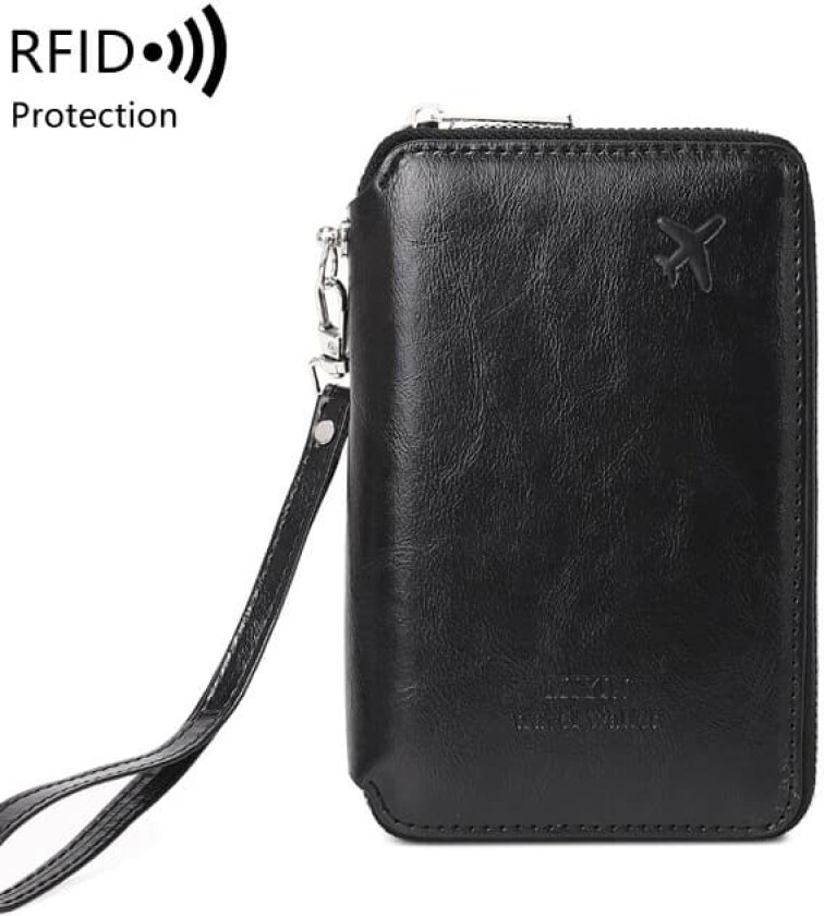 INF Passholder i svart PU-skinn med RFID-blokkering