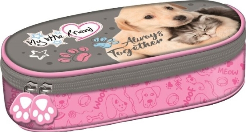 Pencil Case Majewski Pencil Case Oval Sachet With Flap Pc1 My Little Friend Cat With Dog Ii Caca