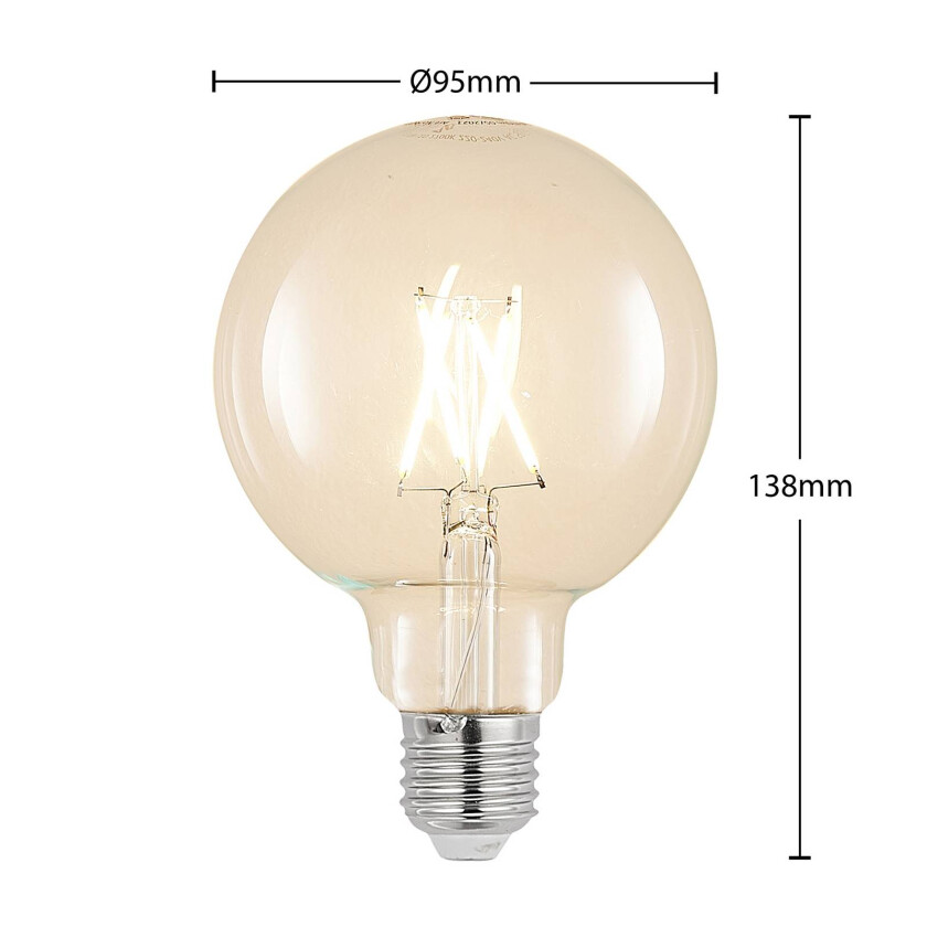 LED-pære E27 4 W G95 2 700 K globe filament, klar