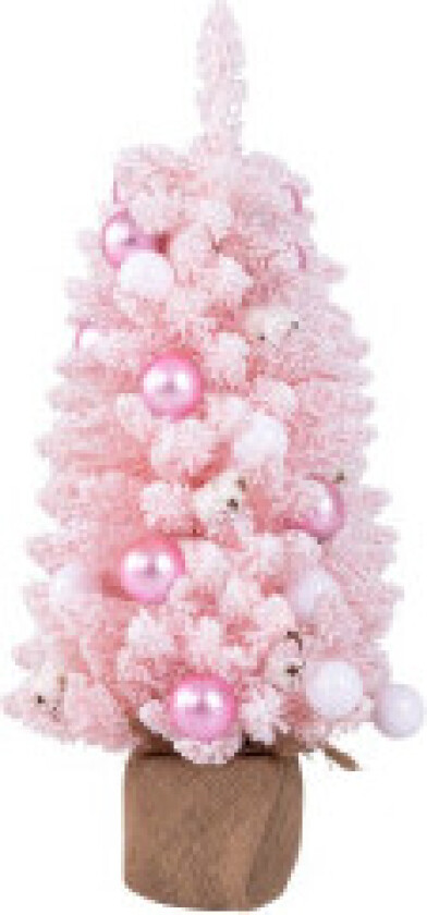 90cm Mini kunstig juletre med snø & Sementbunn juletre Chirstbaum rosa