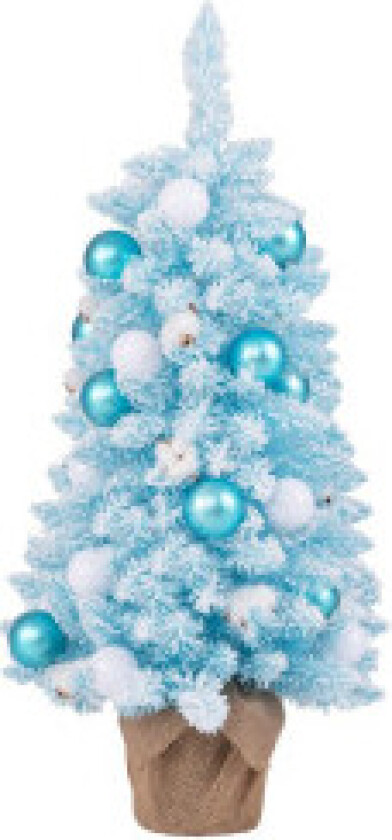90cm Mini kunstig juletre med snø & Sementbunn juletre Chirstbaum Blå