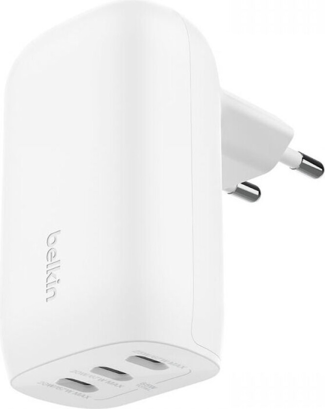 Boost Charge 65w Usb-C Vegglader - 3 Port - Hvit