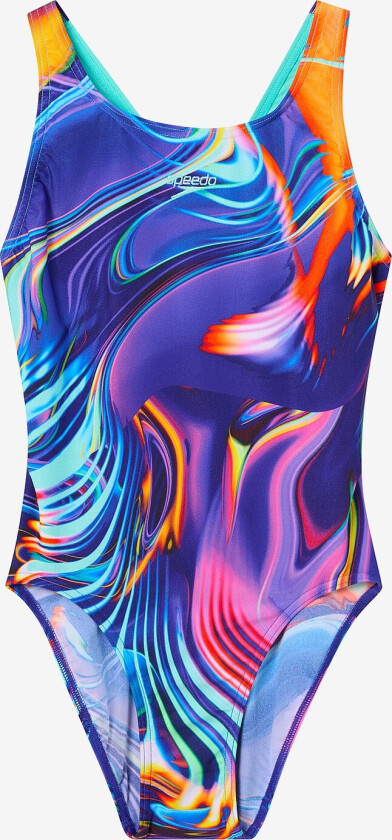 Badedrakt Girls Digital Allover Leaderback - Svart