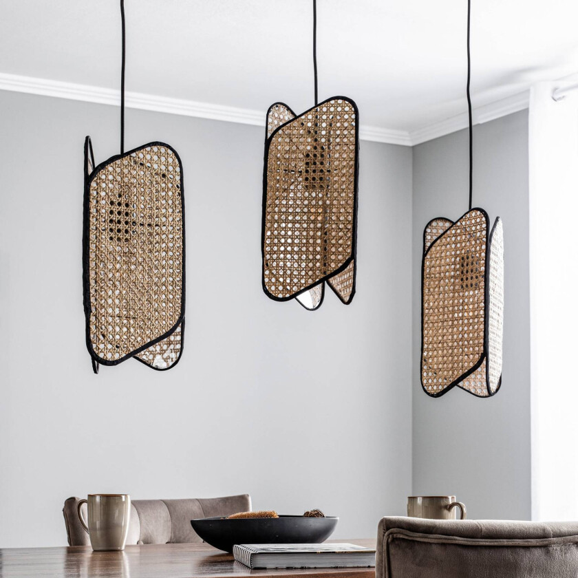 Bassiola hengelampe av bambus, 3 lyskilder