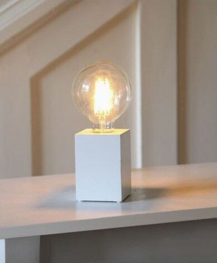 LYS lampefot i tre. E27 Hvit