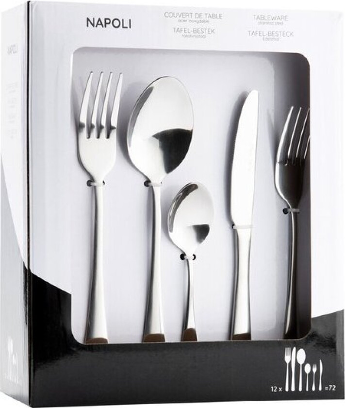 Napoli bestikksett 72 deler rustfritt stål