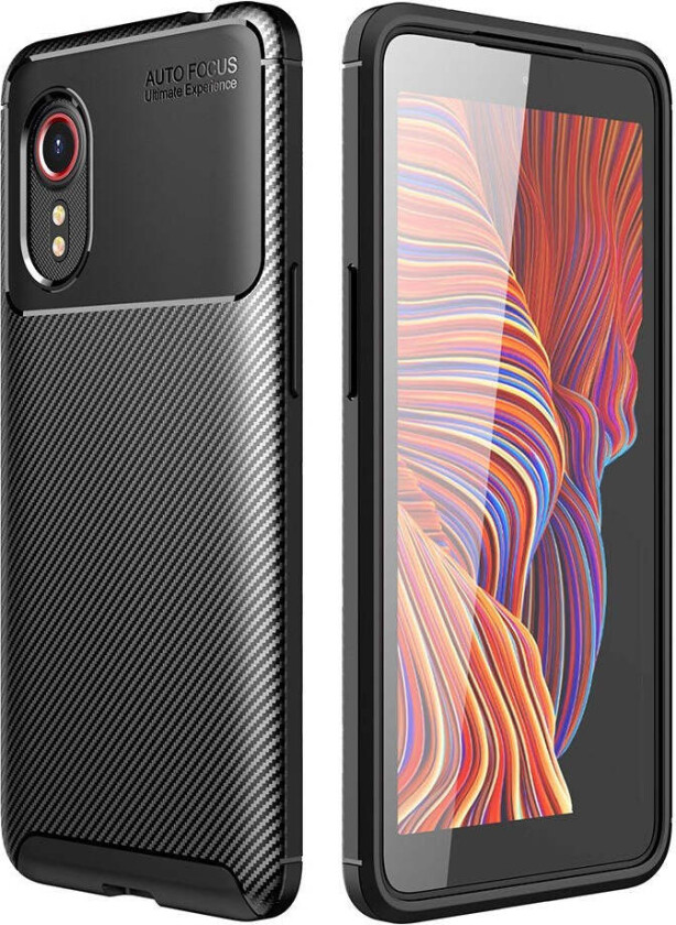 Samsung Galaxy Xcover 5 Brushed Carbon Fiber Fleksibelt Plast Deksel - Svart