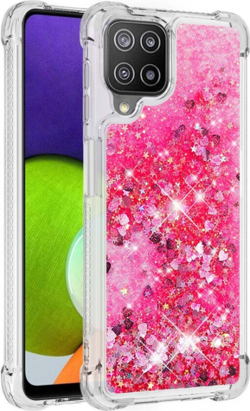 Samsung Galaxy A22 (4G) Fleksibelt Plast Deksel m. Flytende Glitter - Rosa