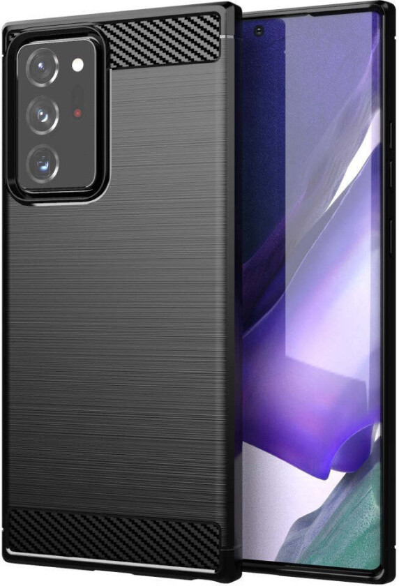 Samsung Galaxy Note 20 Ultra Brushed Carbon Fiber Fleksibelt Plast Deksel - Svart