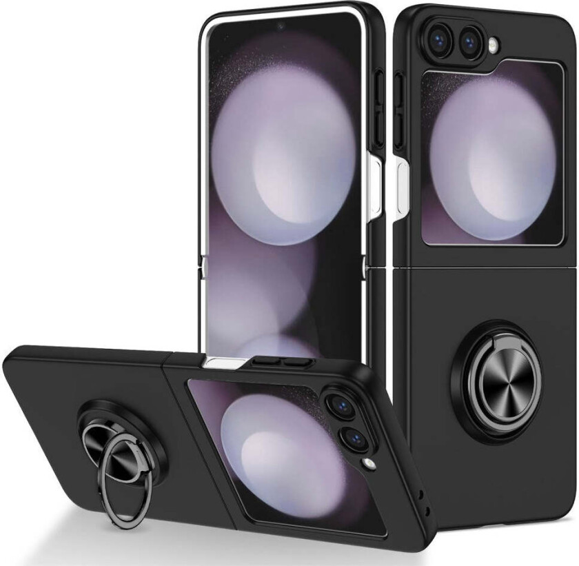 Samsung Galaxy Z Flip6 Plast Deksel m. Magnetisk Stativ - Svart