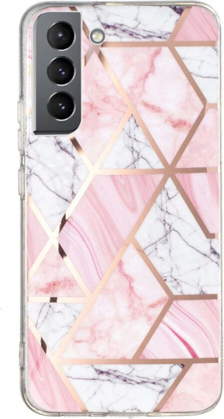 Samsung Galaxy S22+ (Plus) Fleksibelt Plast Deksel med Geometrisk Design - Rosa / Hvit