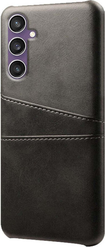 Samsung Galaxy S23 FE Kunstskinnbelagt Plast Deksel med Kortholder - Svart