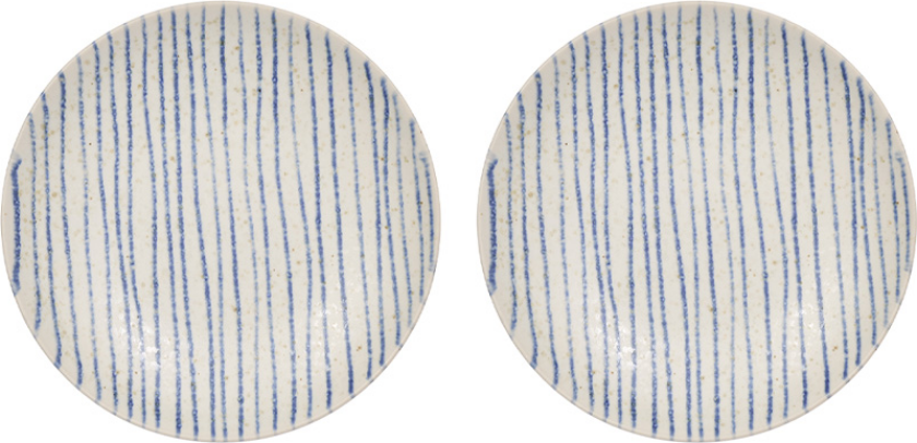 Nori stripete bolle liten Ø12,9 cm 2-pakning Clay-optic Blue