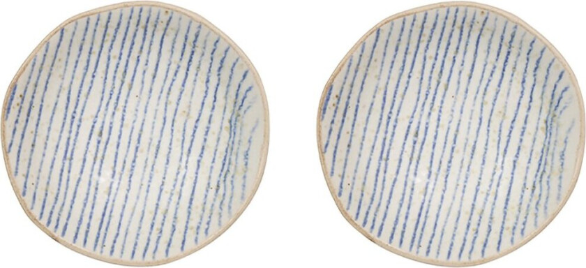 Nori striped bolle mini Ø8 cm 2-pakning Clay-optic Blue