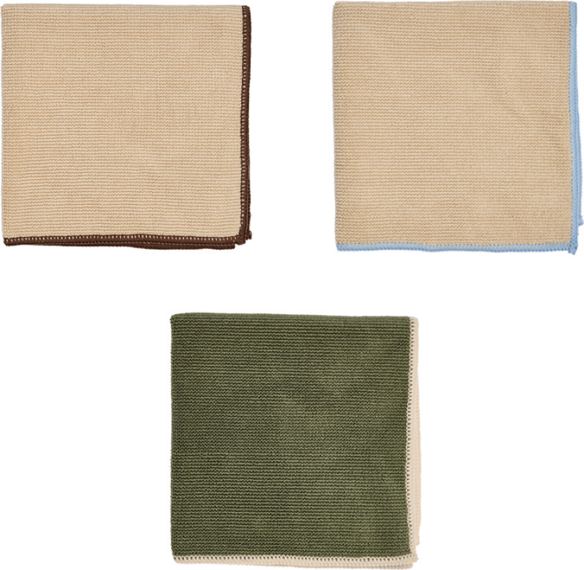 Mundus mikrofiberklut 30x30 cm 3 deler Camel-olive