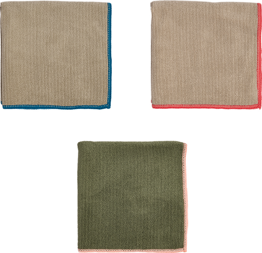Mundus mikrofiberklut 30x30 cm 3 deler Olive-clay