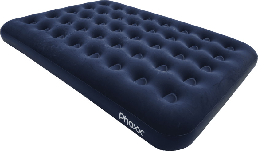 Phoxx Double Size Flocked Coil Beam Air Bed, oppblåsbar luftmadrass blue