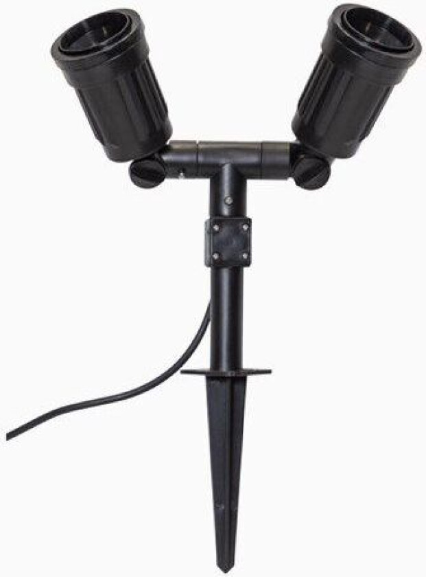 Dobbelspot markspyd før utendørsbruk E27 IP44. 5m kabel