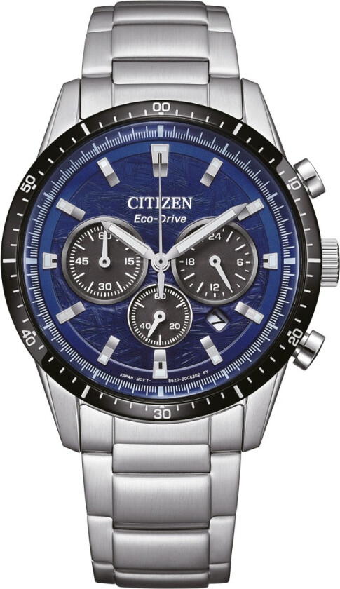 Eco-Drive Chronograph CA4624-56L - Kvarts - Sølv - Herreklokker - Rustfritt stål - ledd m/pin - Mineral