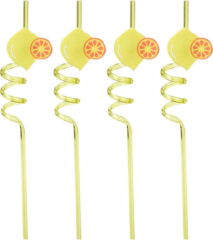 Summer Collection Sugerør Plast 4pk Sitron