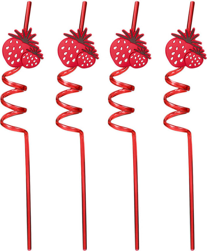 Summer Collection Sugerør Plast 4pk Jordbær