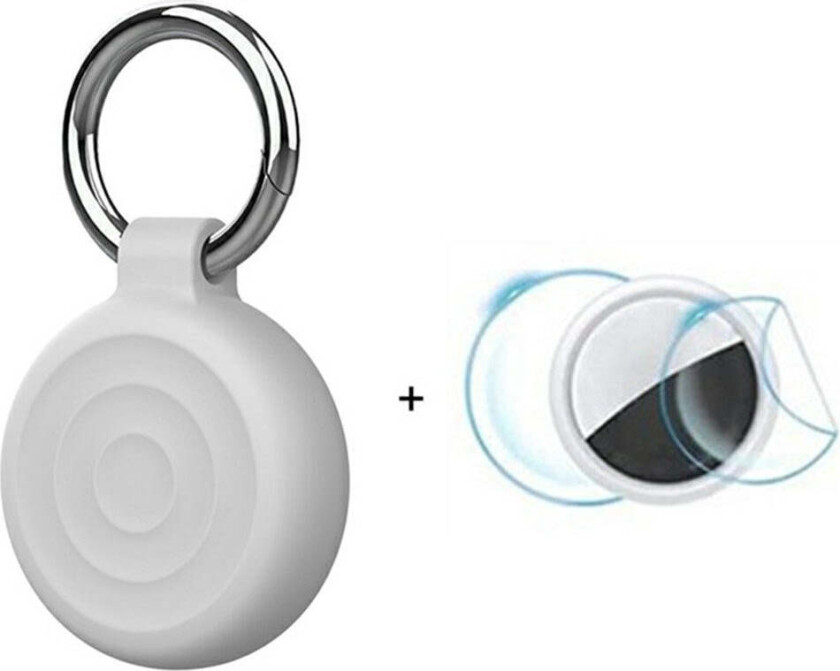 AirTag Silikon Deksel m. Beskyttelsesfilm - Hvit