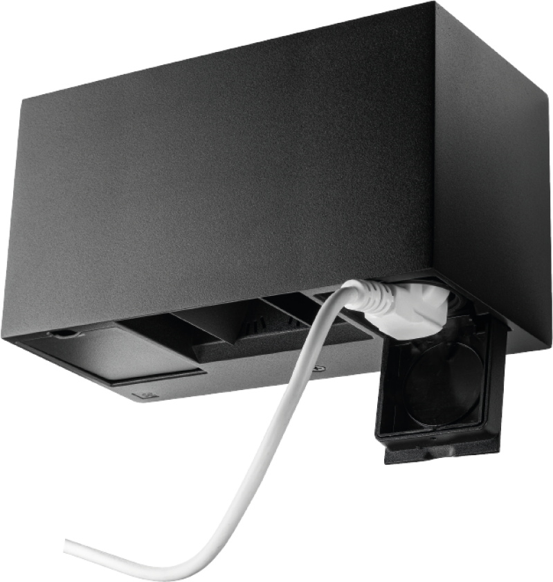 Artes Outlet 8W vegglampe opp/ned lys IP44 2700 Kelvin med 2 stikkontakter - Dimbar - Svart