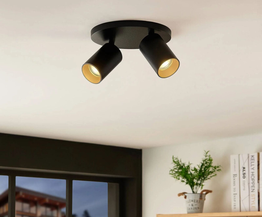 Brinja takspot, rund, 2 lyskilde, svart