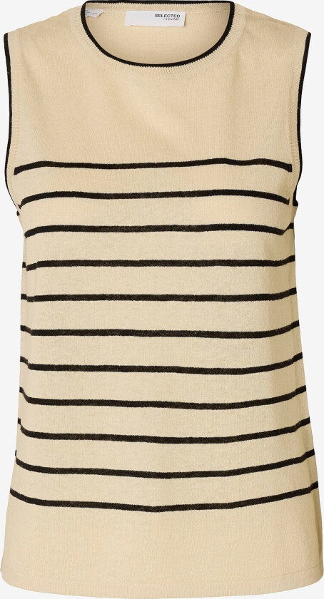 Topp i lin slfEsther SL Contrast Knit Top - Grå