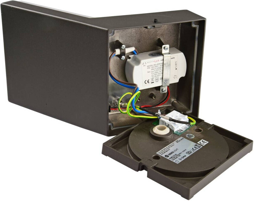 Utendørs LED-vegglampe Tucanae, grå, høyde 22 cm, IP65, metall