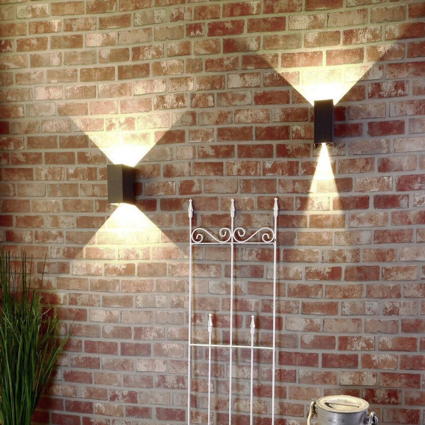 Utendørs LED-vegglampe Arcturus, bredde 8 cm, grafitt 2 lyskilder IP54