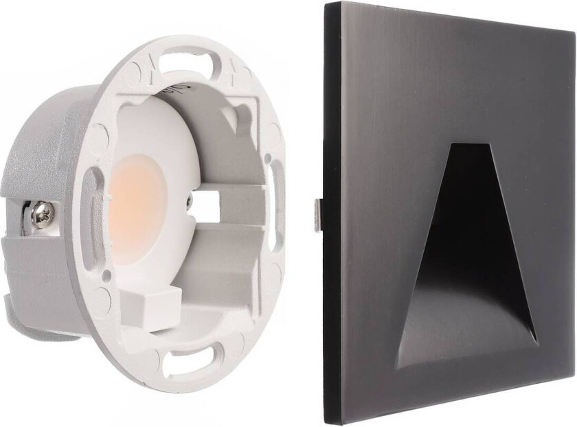 LED innfelt vegglampe SET Alwaid svart 8x8 cm vinkel 2 700 K