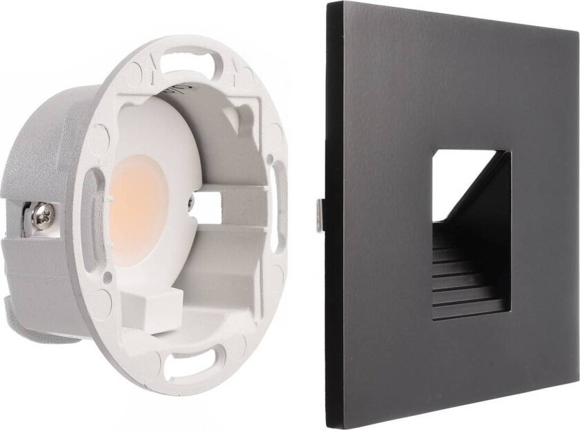 LED innfelt vegglampe SET Alwaid svart 8 x 8 cm nivå 2 700K