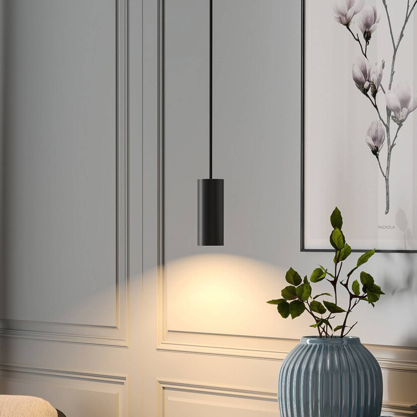 Hengelampe CAN, svart, høyde 15 cm, Ø 6 cm, metall, GU10