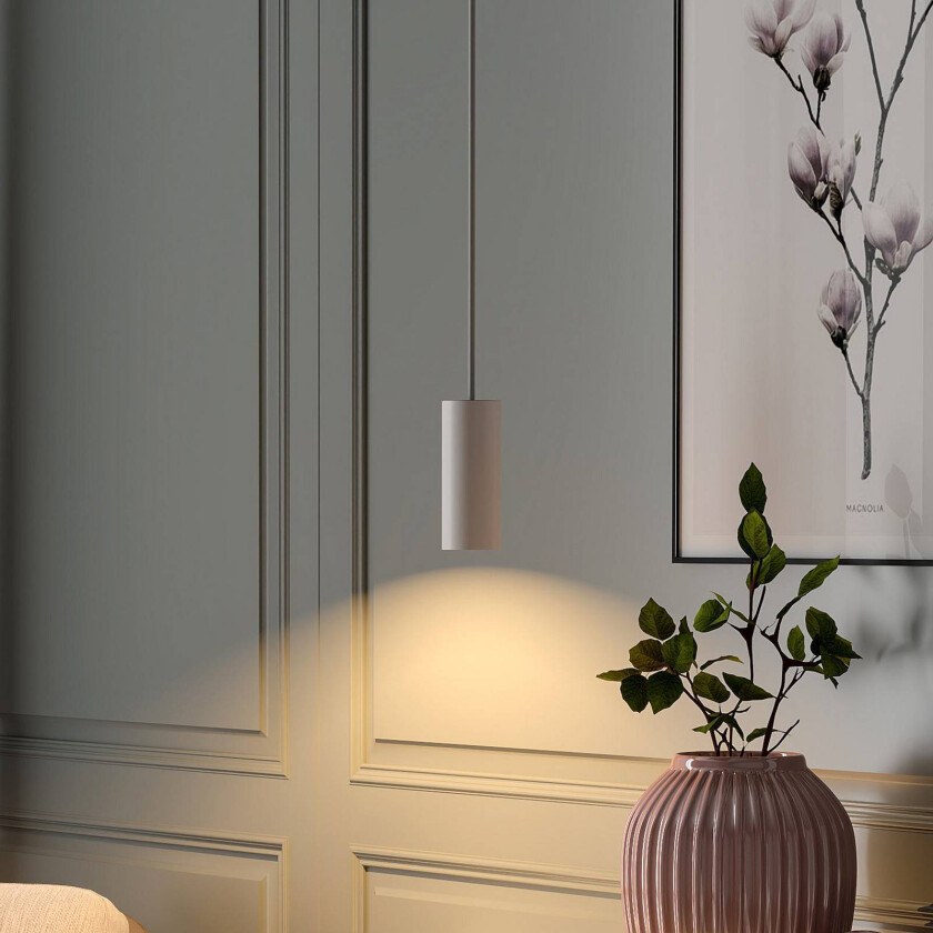 Hengelampe CAN, hvit, høyde 15 cm, Ø 6 cm, metall, GU10